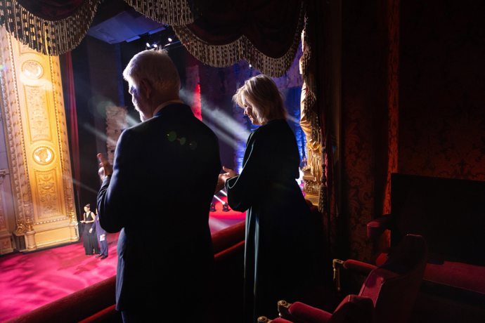 Petr Pavel a Eva Pavlová v prezidentské lóži.