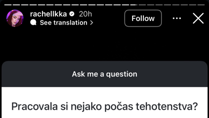 FOTO: Rachel odpovídala na otázky na svém Instagramu.