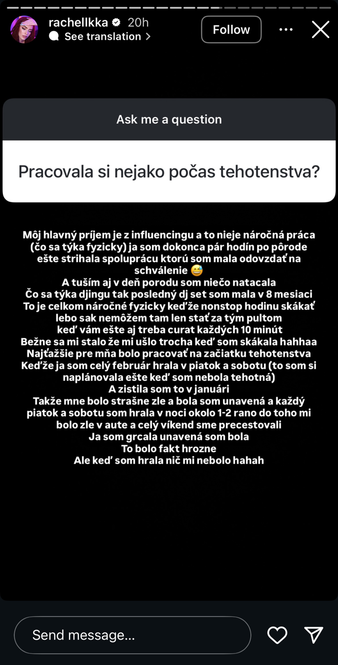 Rachel odpovídala na otázky na svém Instagramu. 