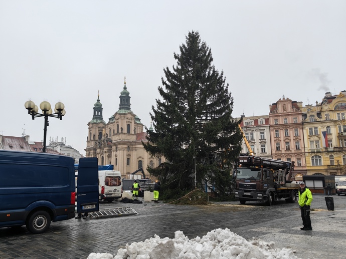 Vánoční strom na Staroměstském náměstí.