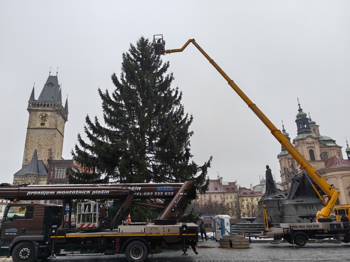 Vánoční strom na Staroměstském náměstí.
