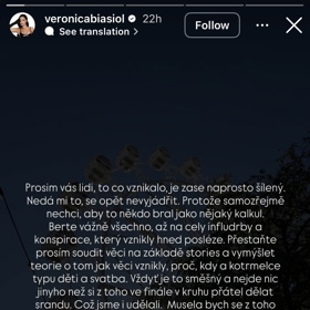 Veronica Biasiol se vyjádřila k jejímu vztahu s Matějem Dejdarem. 