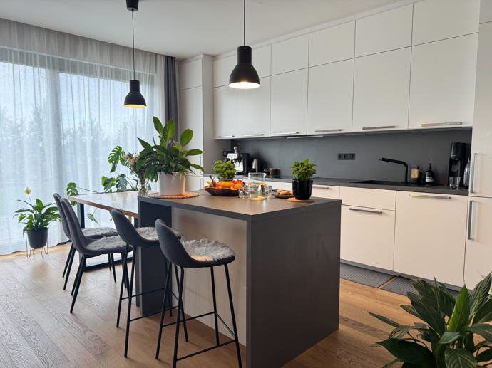 V minimalistické kuchyni je stále čisto.