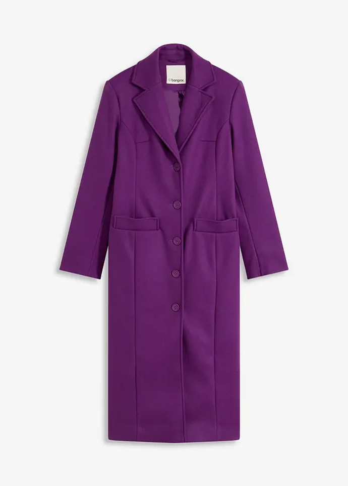 Dlouhý kabát ve vlněném vzhledu, Bonprix, 1449 Kč