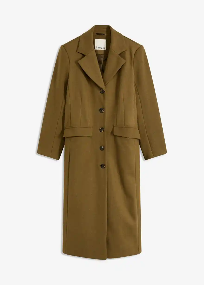 Dlouhý kabát z umělé vlny, Bonprix, 1579 Kč