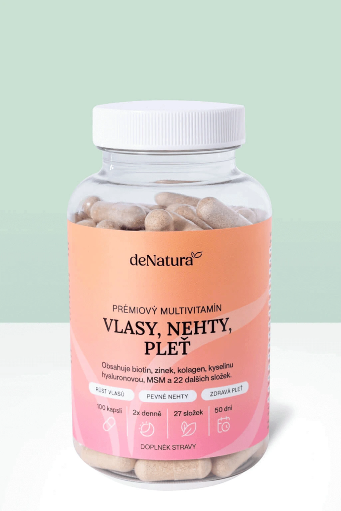 Vitaminový komplex s vitaminem C, D, zinkem, kolagenem a kyselinou hyaluronovou, deNatura, 647 Kč