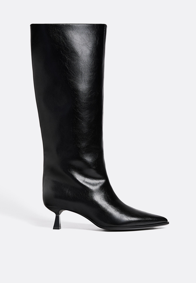 Kozačky s podpatkem kitten, Stradivarius, 1399 Kč