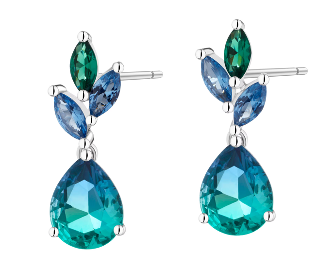 Stříbrné náušnice se zirkony a broušeným sklem, Apart, 1290 Kč