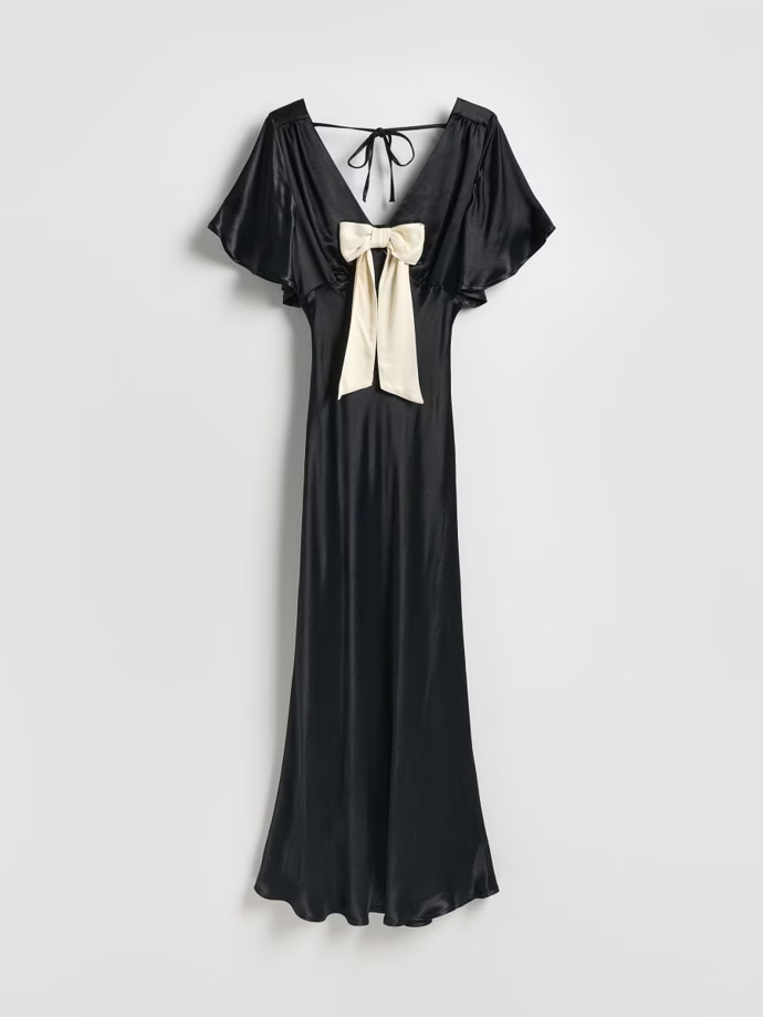 Saténové šaty s mašlí, Reserved, 899 Kč