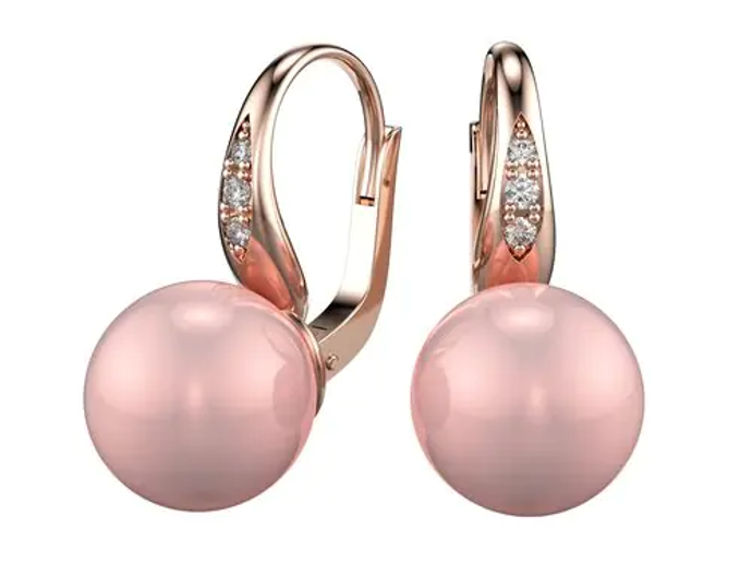 Náušnice z růžového zlata s perlami Rýdl, 18 980 Kč