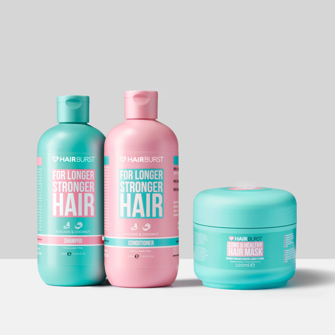 Hydratační a vyživující sada šamponu, kondicionéru a masky, Hairburst, 1488 Kč
