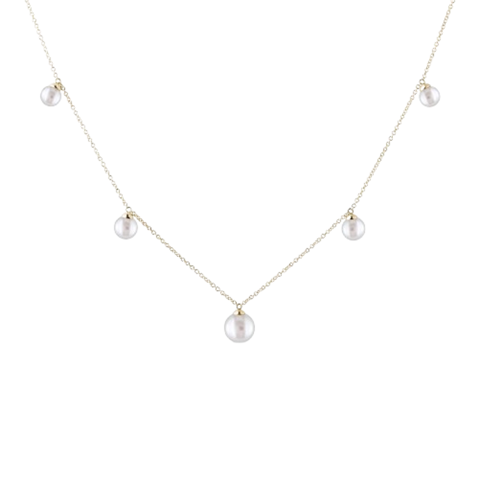 Náhrdelník ze žlutého 14k zlata s perlami, Klenota, 16 900 Kč