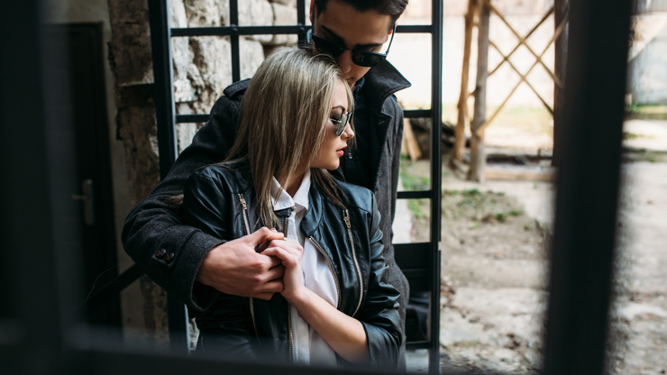 pár, láska, černá