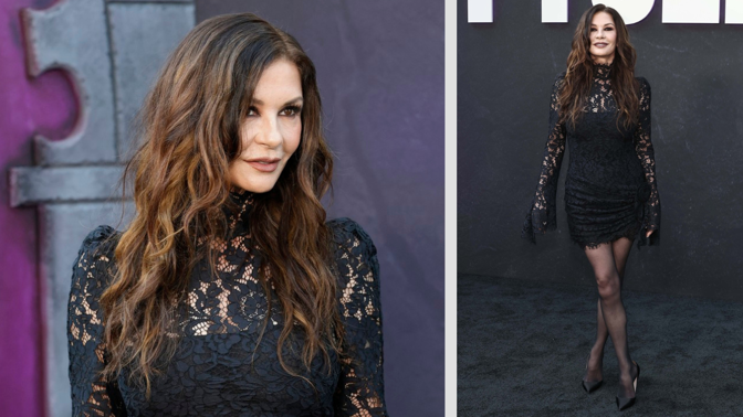 Malé černé pro dámy 50+: Catherine Zeta-Jones byla v krajkových minišatech hezčí než kdy dřív