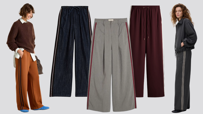 20 nejkrásnějších širokých kalhot s postranními pruhy: Spojují pohodlí a efekt prodloužení nohou