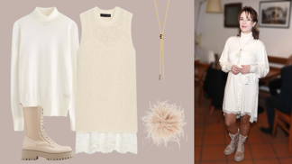 Půvabná Tereza Kostková omládla díky světlým barvám: Úplet s něžnou krajkou doplnila šperkem s peříčky