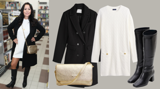 Ultramódní outfit Heidi Janků pro 60+: Černobílou kombinaci perfektně rozsvítí zlatá kabelka