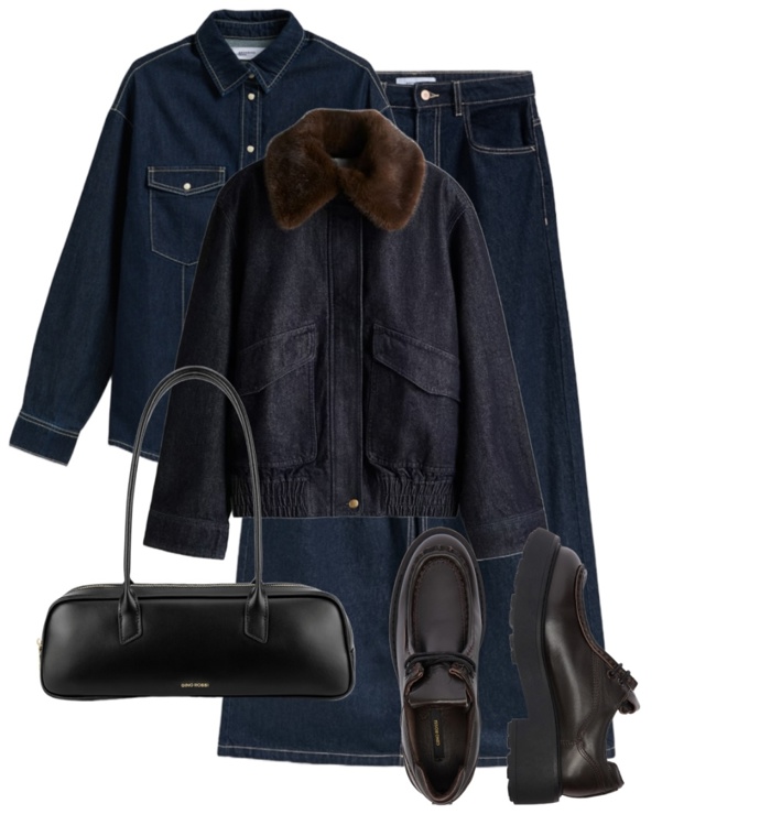 All denim outfit s džínovou košilí. 
