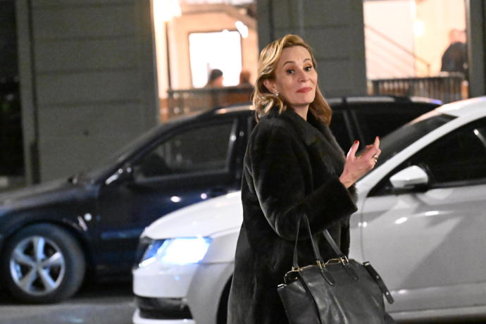 Monika Absolonová při odchodu.