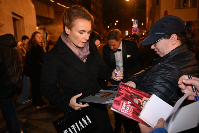 Barbora Munzarová před začátkem předávání cen Thálie.