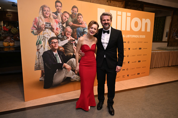 Rudolf Merkner na premiéře s Annou Jiřinou Daňhelovou.