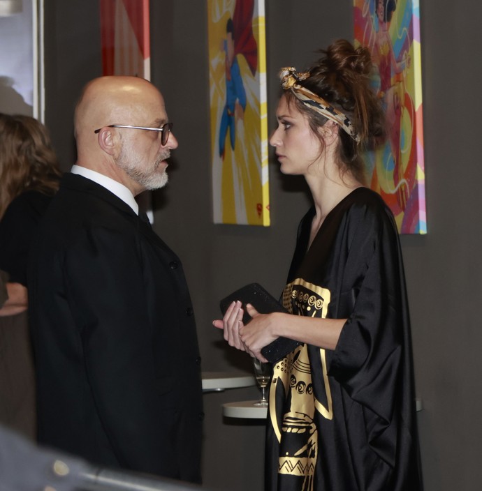 Hynek Čermák s expartnerkou Veronikou na premiéře filmu Neporazitelní.