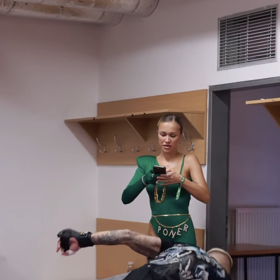 Radek a Nela před zápasem. 