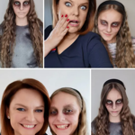 Dagmar Jandová s mladší dcerou Kateřinou, jak ji letos na Halloween nalíčil profesionální vizážista.