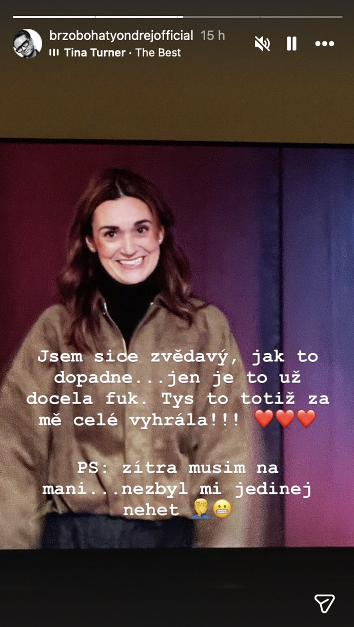 Ondřej Brzobohatý vysekl své ženě poklonu.