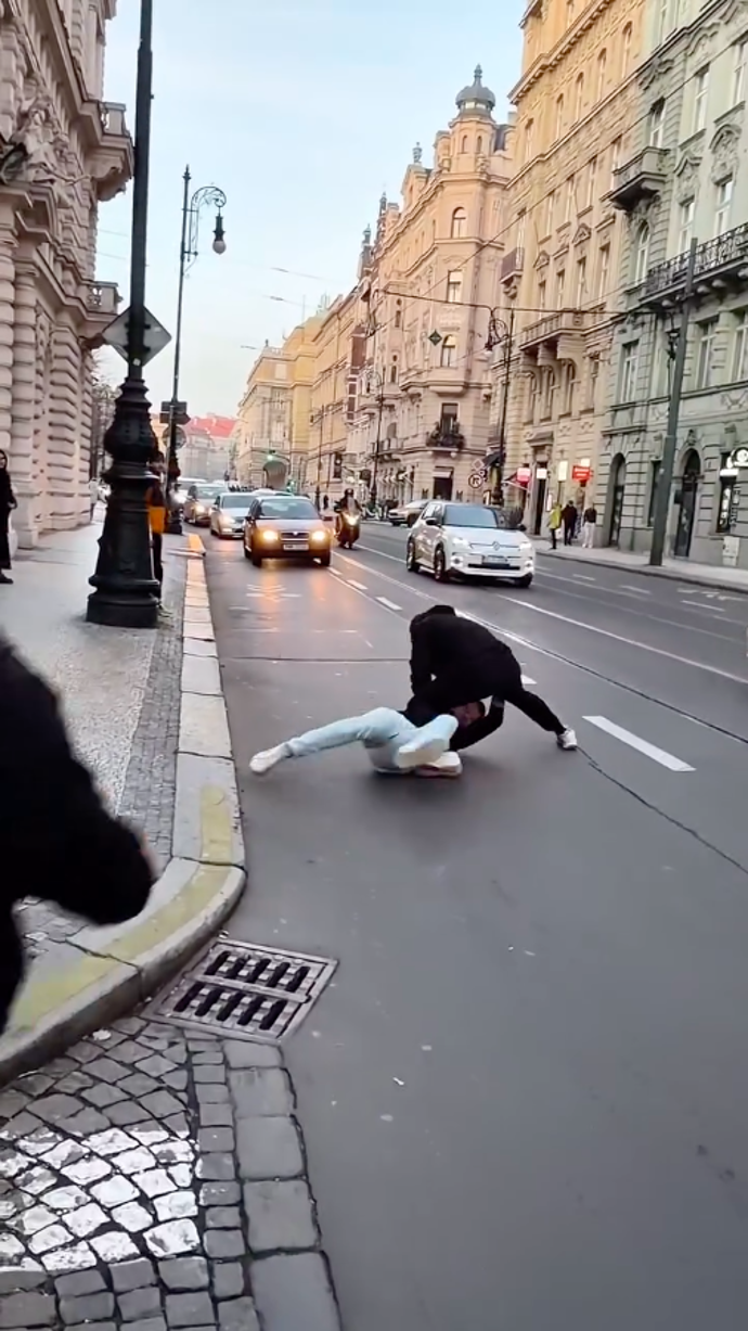 Muže zpacifikoval na zemi.