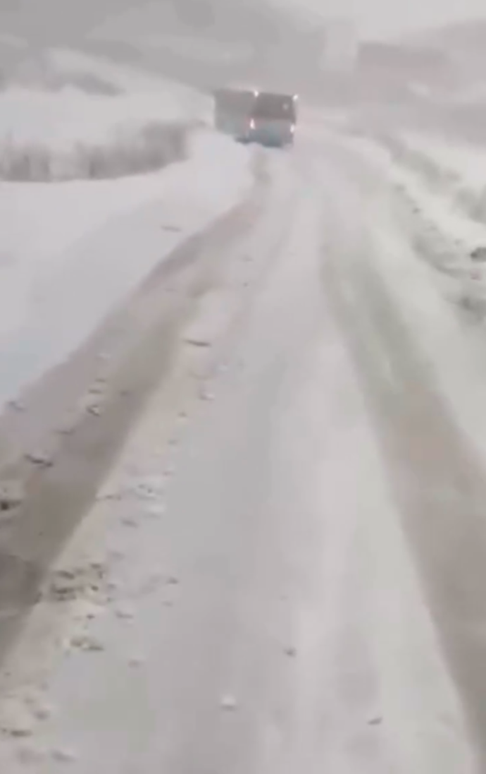 Autobus nedokázal vyjet zasněžený kopec.