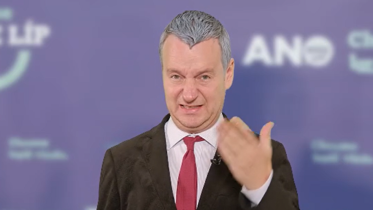 Petr Jablonský jako Andrej Babiš v pořadu To byl zase týden. 