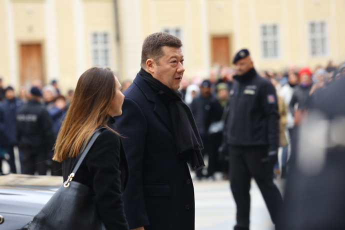 Tomio Okamura dorazil na poslední rozloučení s  Dominikem Dukou.