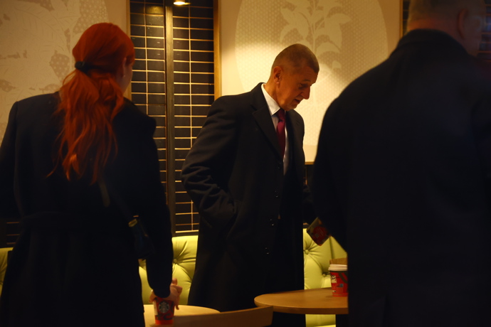 Andrej Babiš a marketingová expertka hnutí ANO Aneta Zicklerová na Národní třídě.