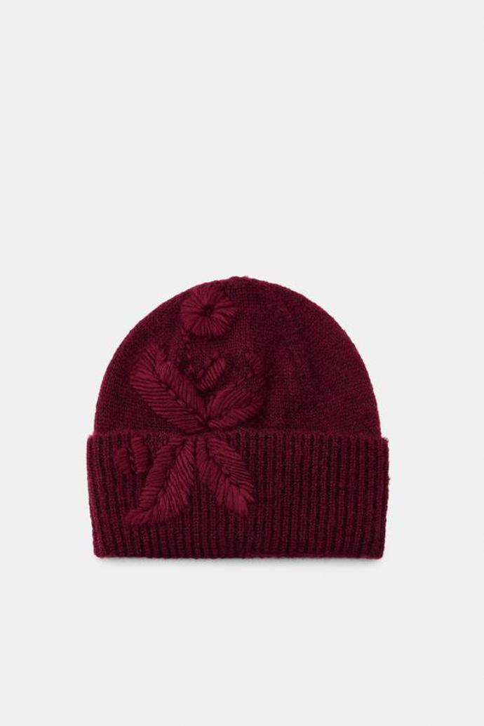 Čepice beanie s květinovou výšivkou, Zara, 549 Kč