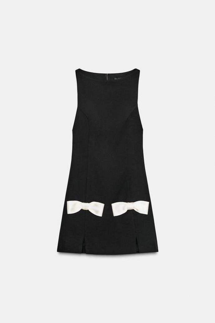 Mini šaty s kontrastními mašlemi, Zara, 849 Kč