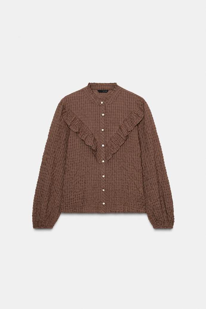 Kostkovaná košile s volány, Zara, 849 Kč