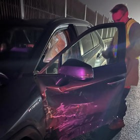 Následky autonehody Davida Matáska.