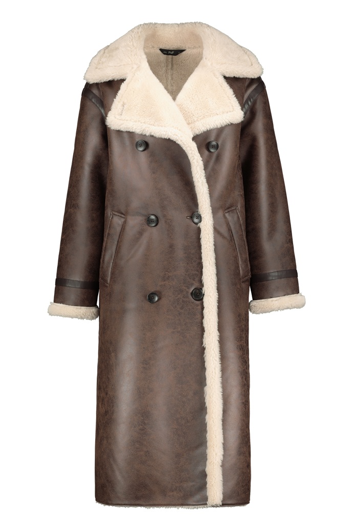 Hnědý kabát s kožešinou, F&F, 1999 Kč
