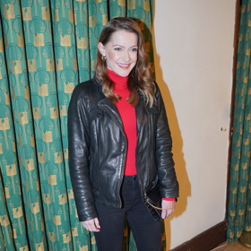 Šárka Vaňková oblékla úzké kalhoty, kozačky a koženou bundu. 