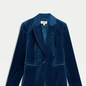 Sametový jednořadový blejzr mírně projmutého střihu, Marks&Spencer, 2899 Kč