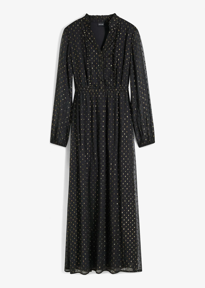 Dlouhé šaty s třpytkovým efektem koupíte třeba u značky Bonprix za 899 Kč.