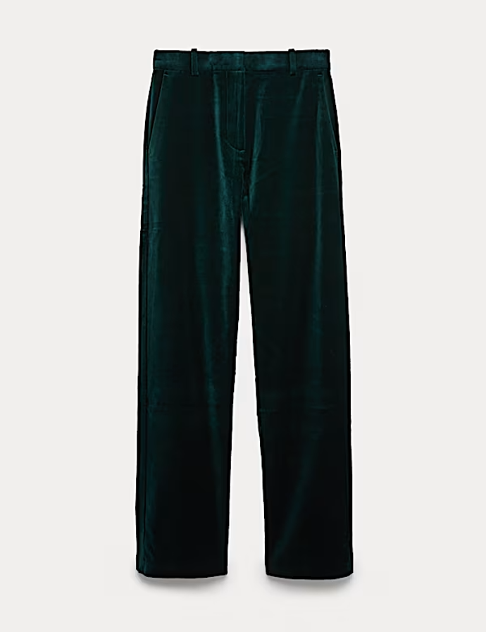 Sametové kalhoty s rovnými nohavicemi a vysokým podílem bavlny, Marks&Spencer, 1799 Kč