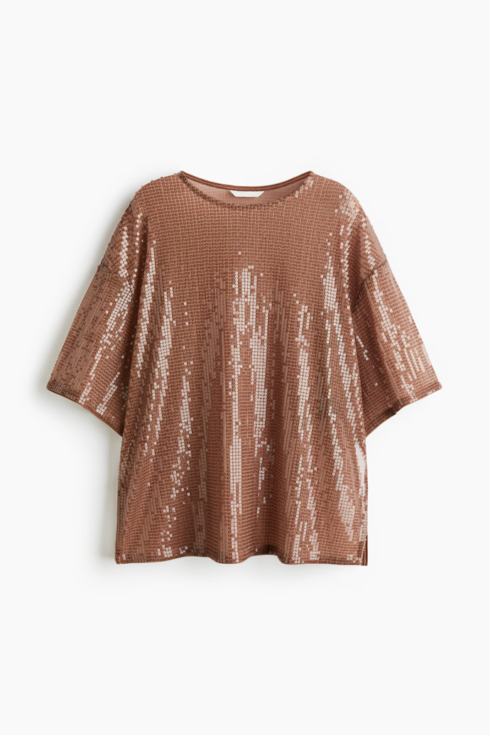 Oversize top s flitry, H&M, 619 Kč