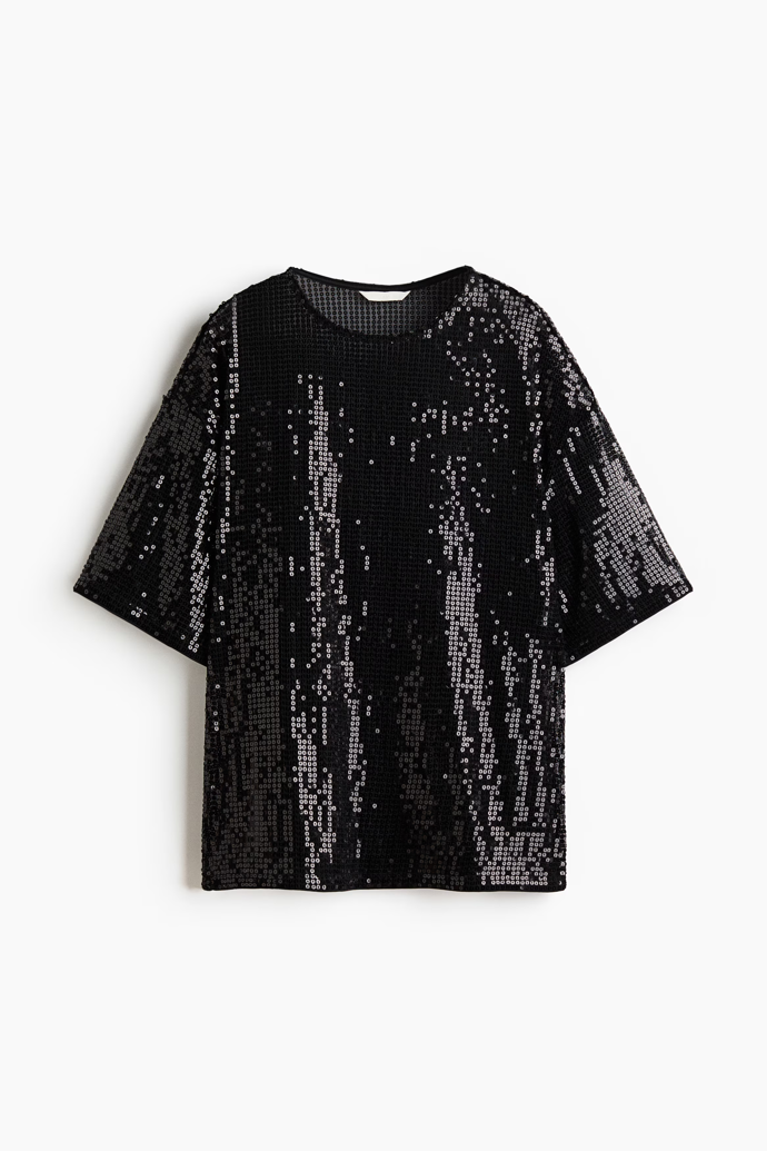 Oversize top s flitry, H&M, 619 Kč