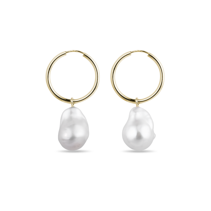 Kruhové náušnice ze žlutého zlata se sladkovodní perlou, Klenota,18 900 Kč