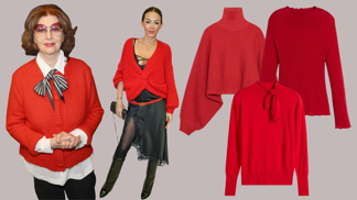 24 nejkrásnějších červených svetrů nejen na Vánoce: Nadčasová klasika podle slavných žen