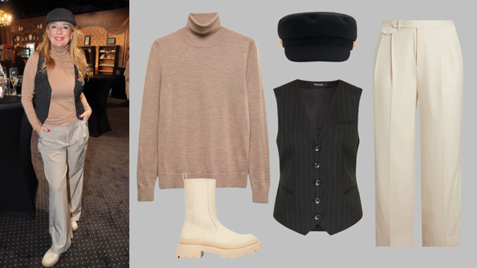 Nápadité zimní vrstvení pro dámy 50+: Krásná Lucie Benešová zapojila světlé barvy a pánské prvky