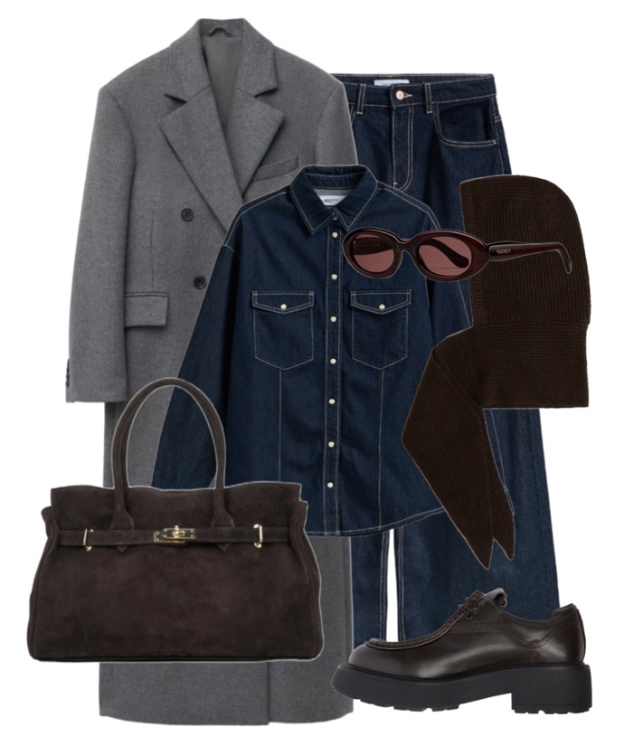 Zde šála s kapucí v denním outfitu. 