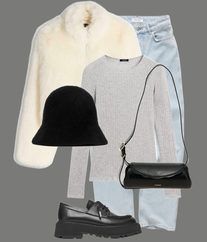 Stylingy s bucket hat na zimu připravila stylistka Nikola Jankovská. 